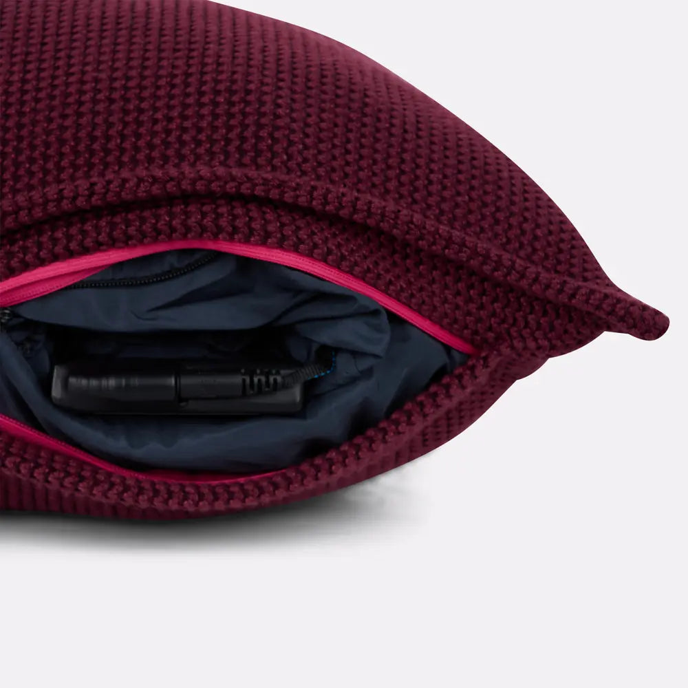 Coussin chauffant bordeaux zoom batterie