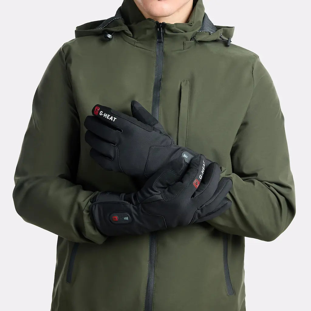 Gants vélo ACTIVE chauffant G-Heat noir porté