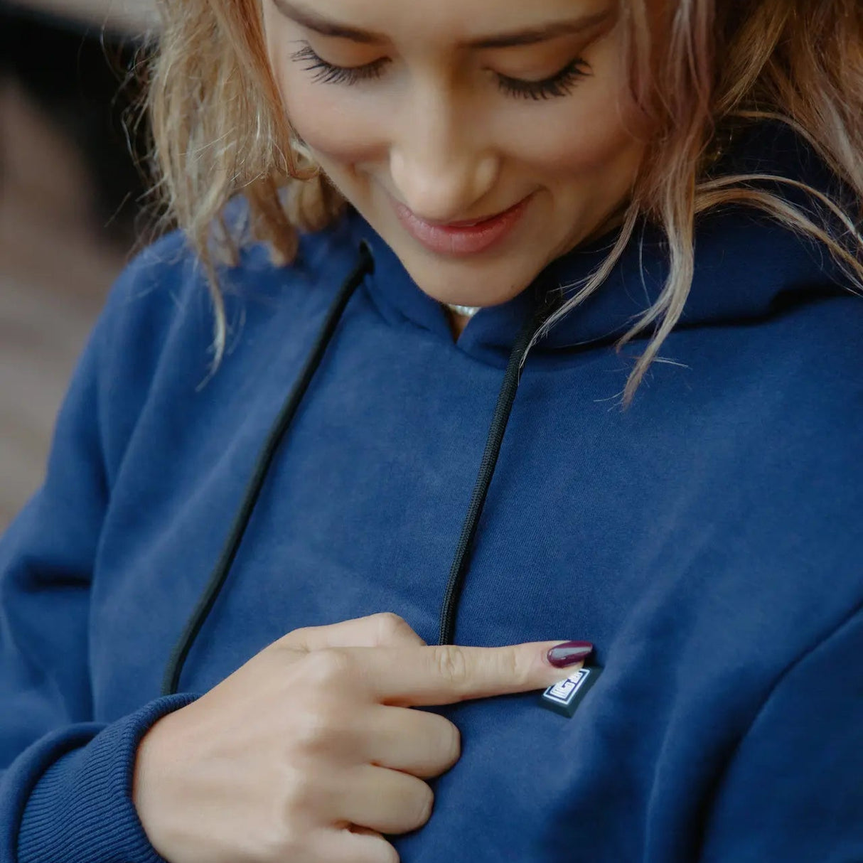 Bouton de chauffe sweat chauffant navy