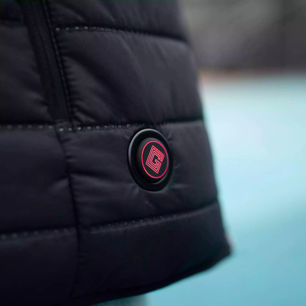 zoom bouton doudoune chauffante homme noire extrawarm HV20 G-HEAT