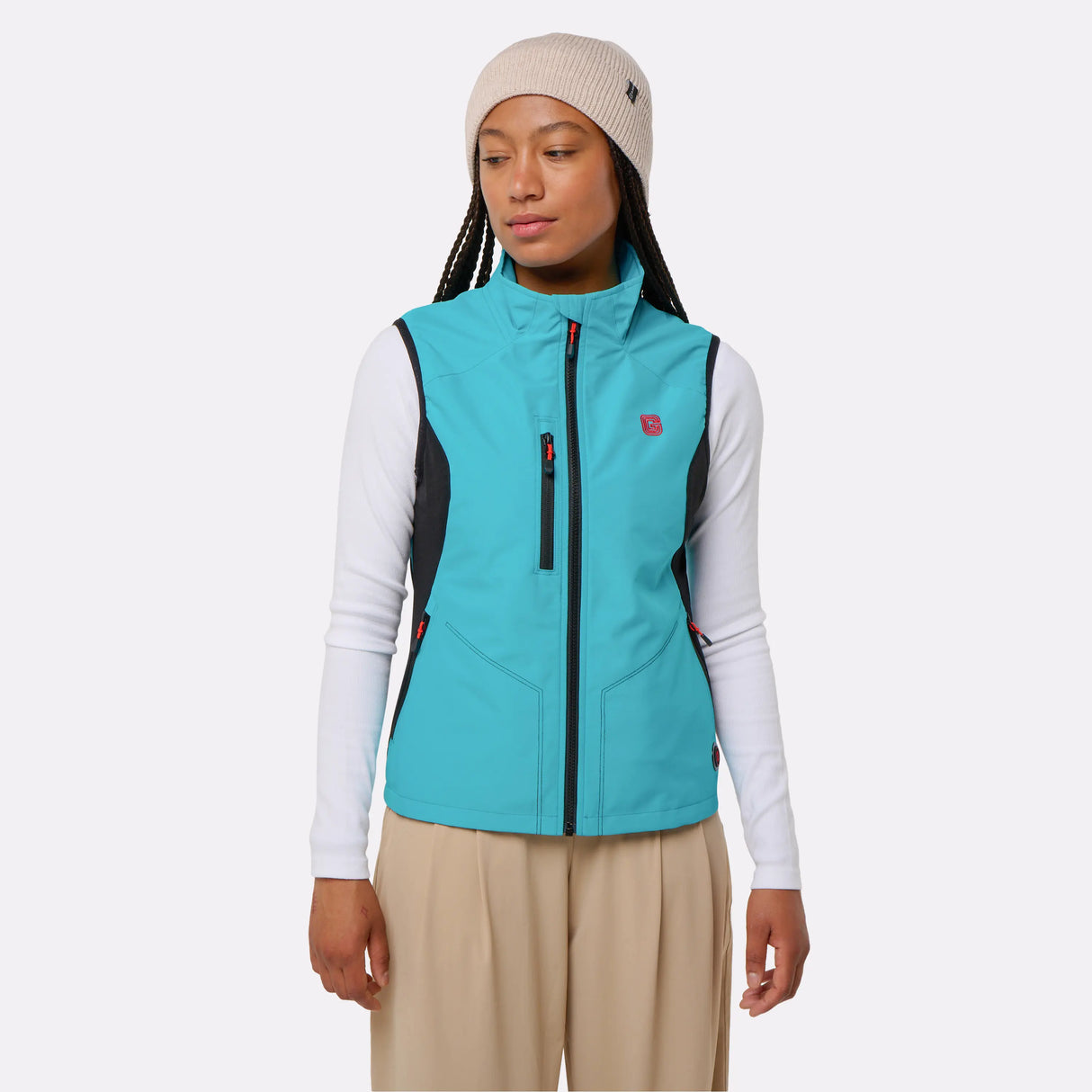 Gilet sport chauffant Femme porté bleu