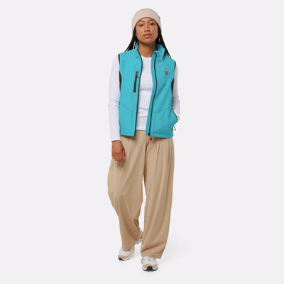 Gilet sport chauffant Femme bleu porté 