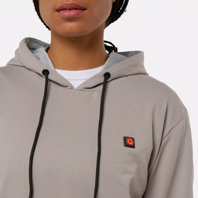 Hoodie ESSENTIAL chauffant G-Heat gris femme zoom bouton allumé