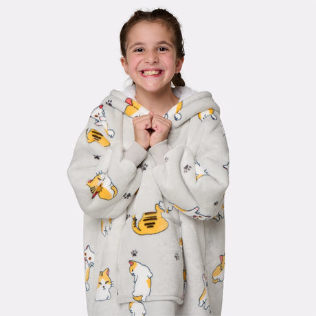 Pull plaid chat enfant zoom